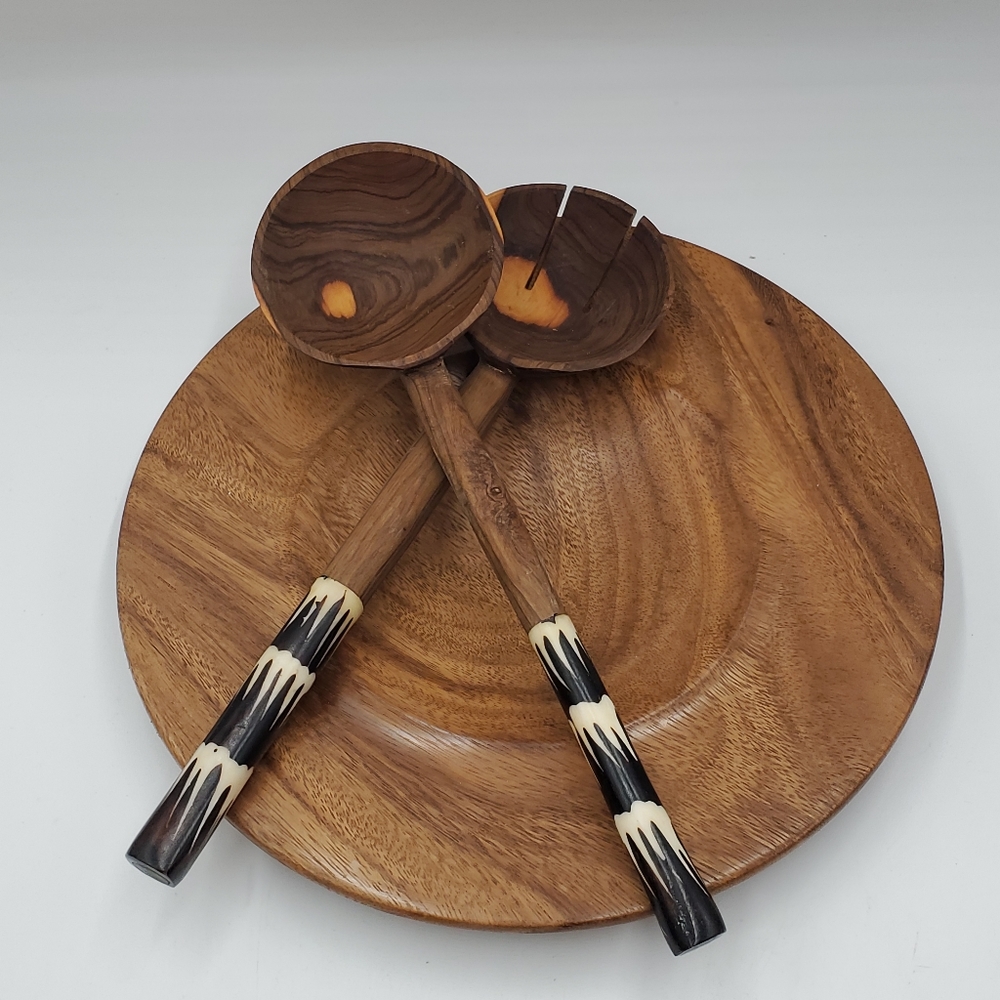 Bone Handle Wooden Salad Set | African Kitchen Utensils Set